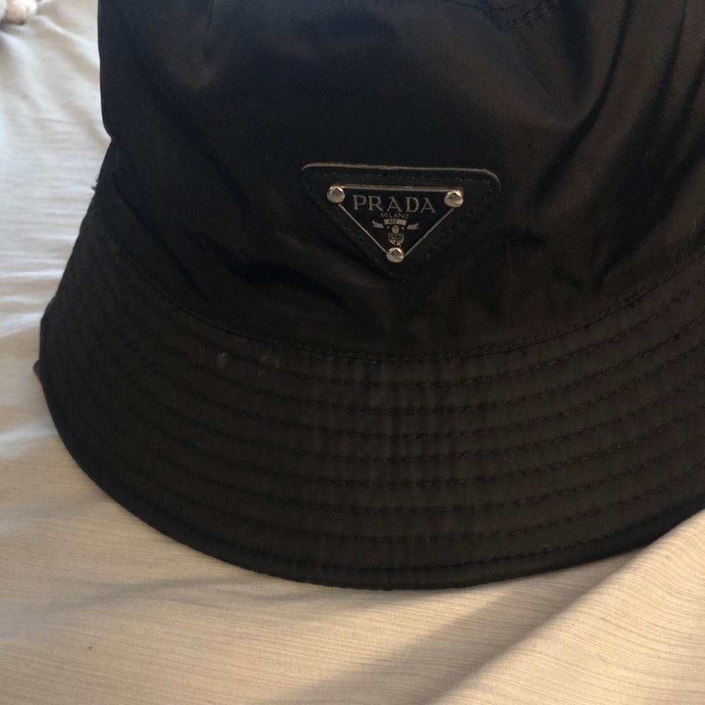 Prada bucket hat with tag